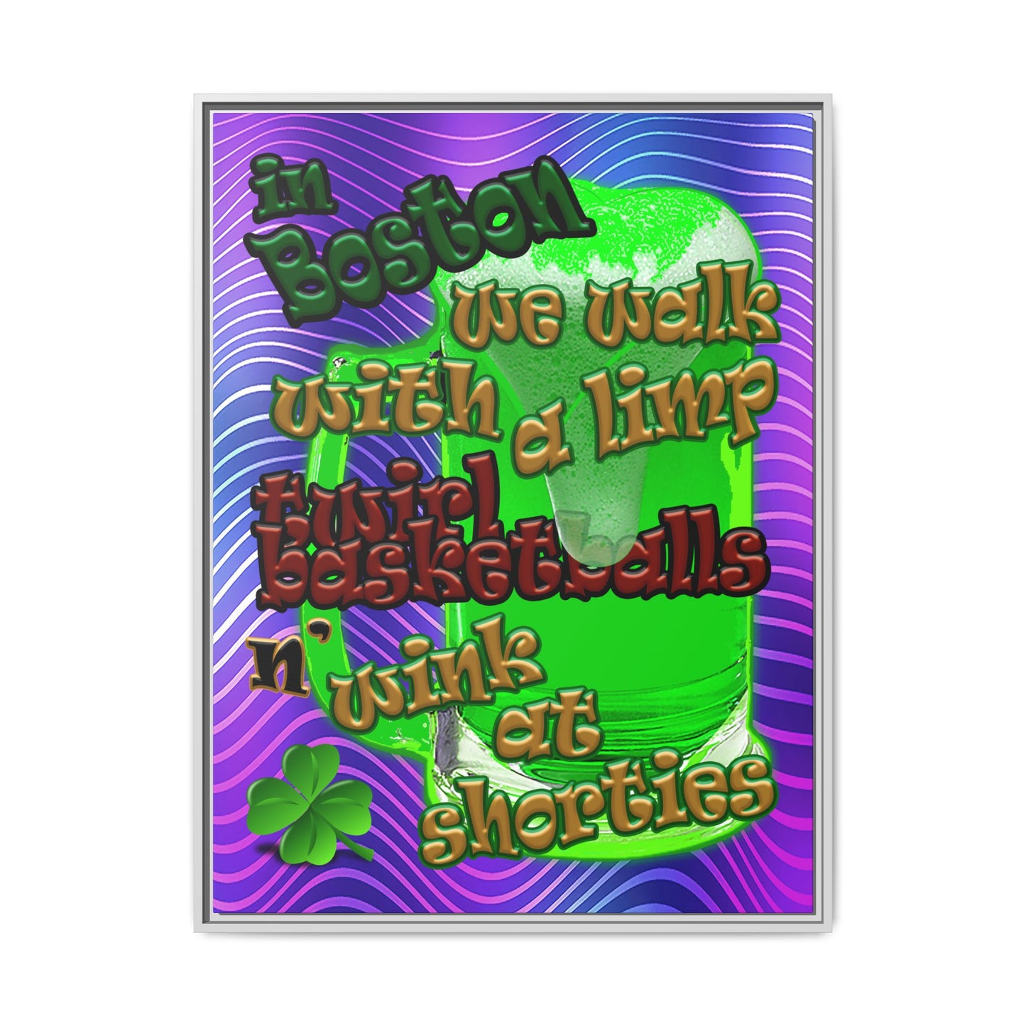 celtics logo - framed canvas art (purple wave)
