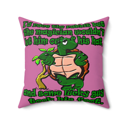 turtle race - Spun Polyester Square Pillow - (light pink)