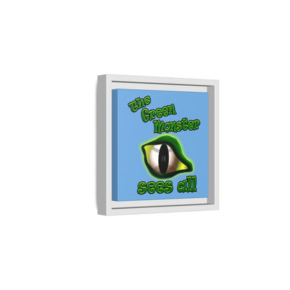 green monster - framed canvas art (light blue)