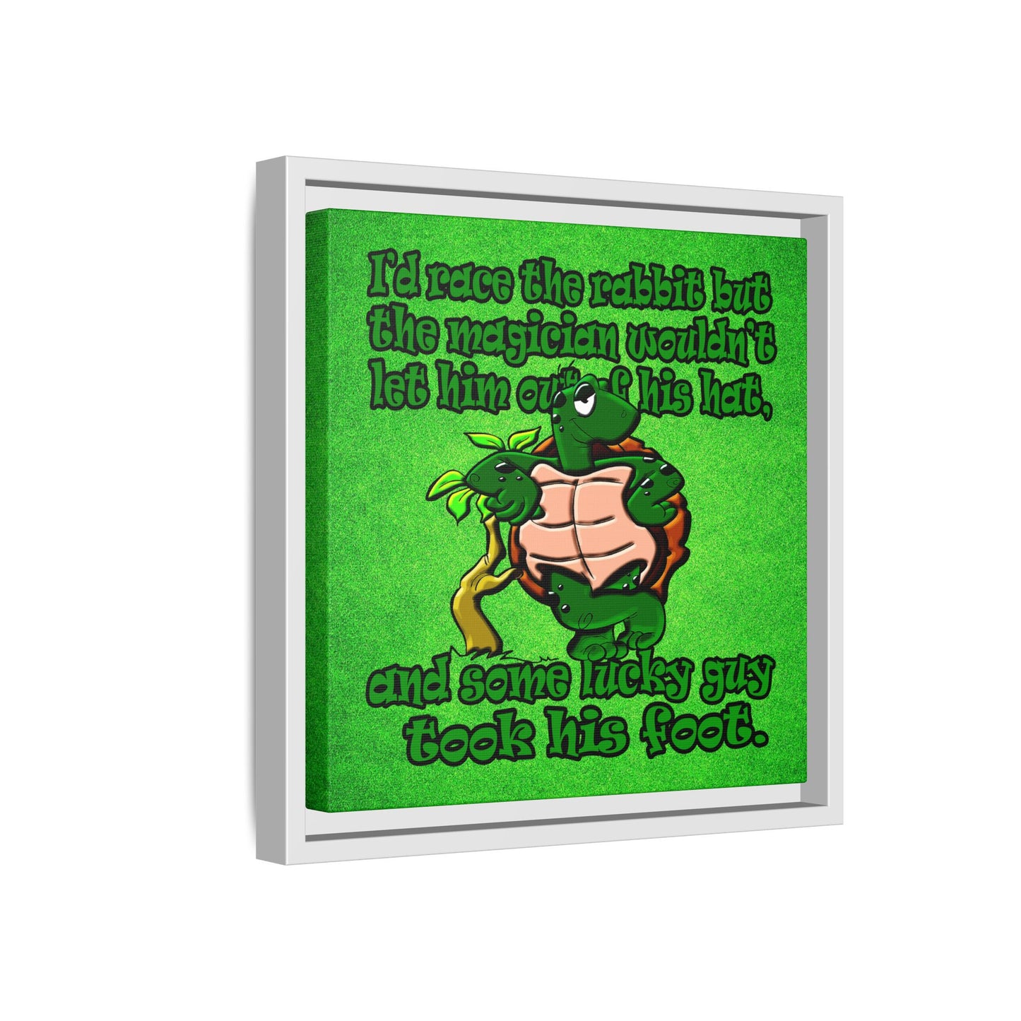turtle race - framed canvas art (green turf)