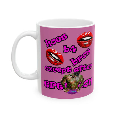 hoes b4 bros - White Mug (light pink)