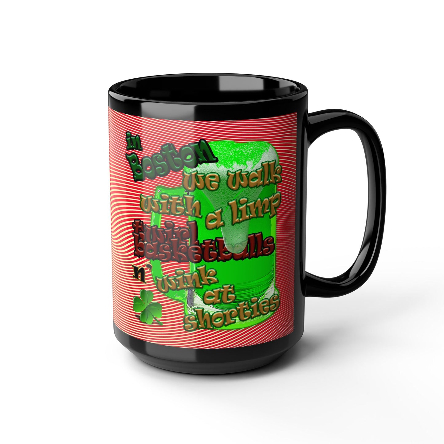 celtics logo - Black Mug (yellow-orange wave)