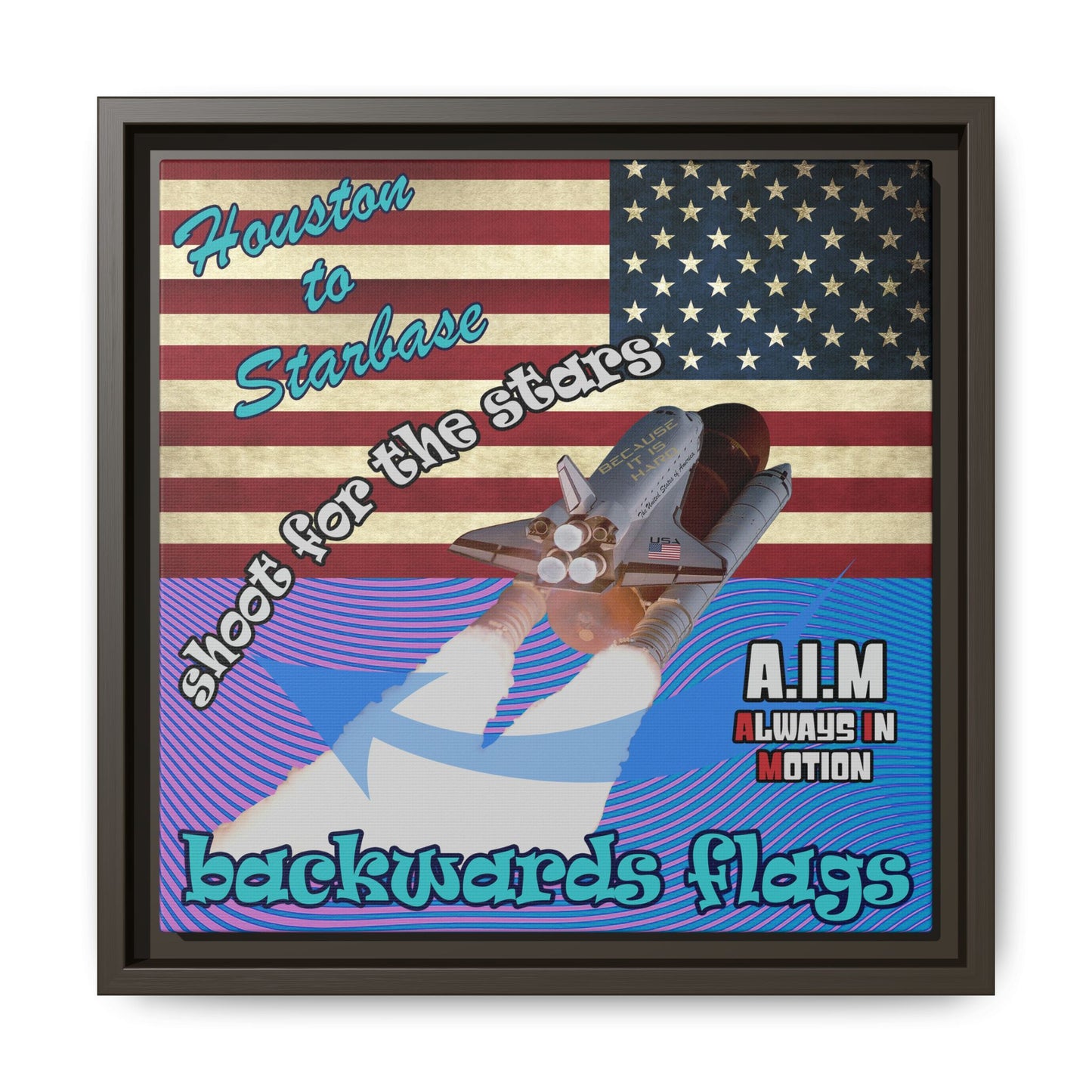 shoot for the stars - framed canvas art (light blue-purple wave)