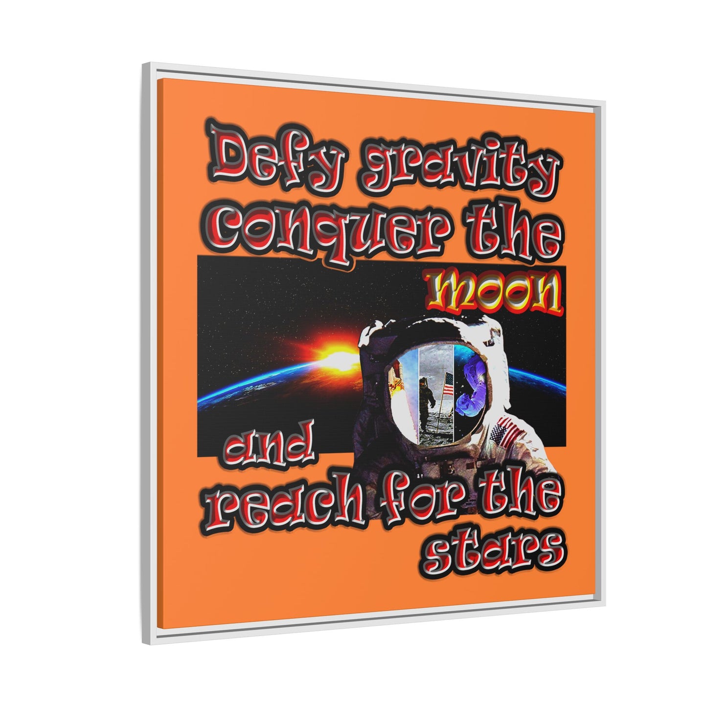 defy conquer reach - framed canvas art (crusta)