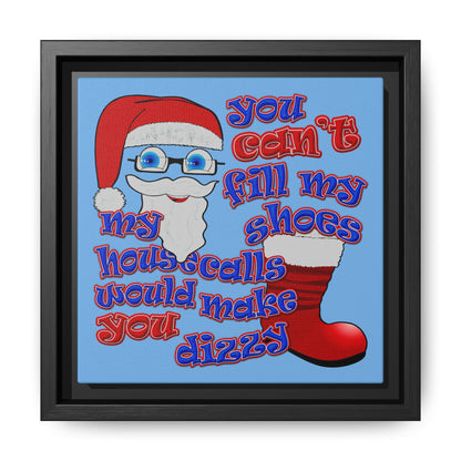 santa's shoes - framed canvas art (light blue)