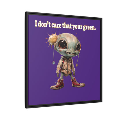 I don't care that your green - framed canvas art (purple)