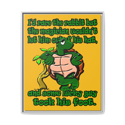 turtle race - framed canvas art (yellow)