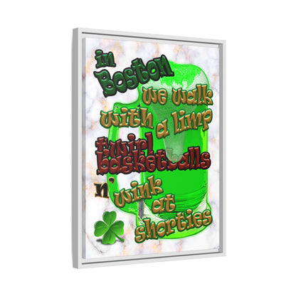 celtics logo - framed canvas art (white marble)