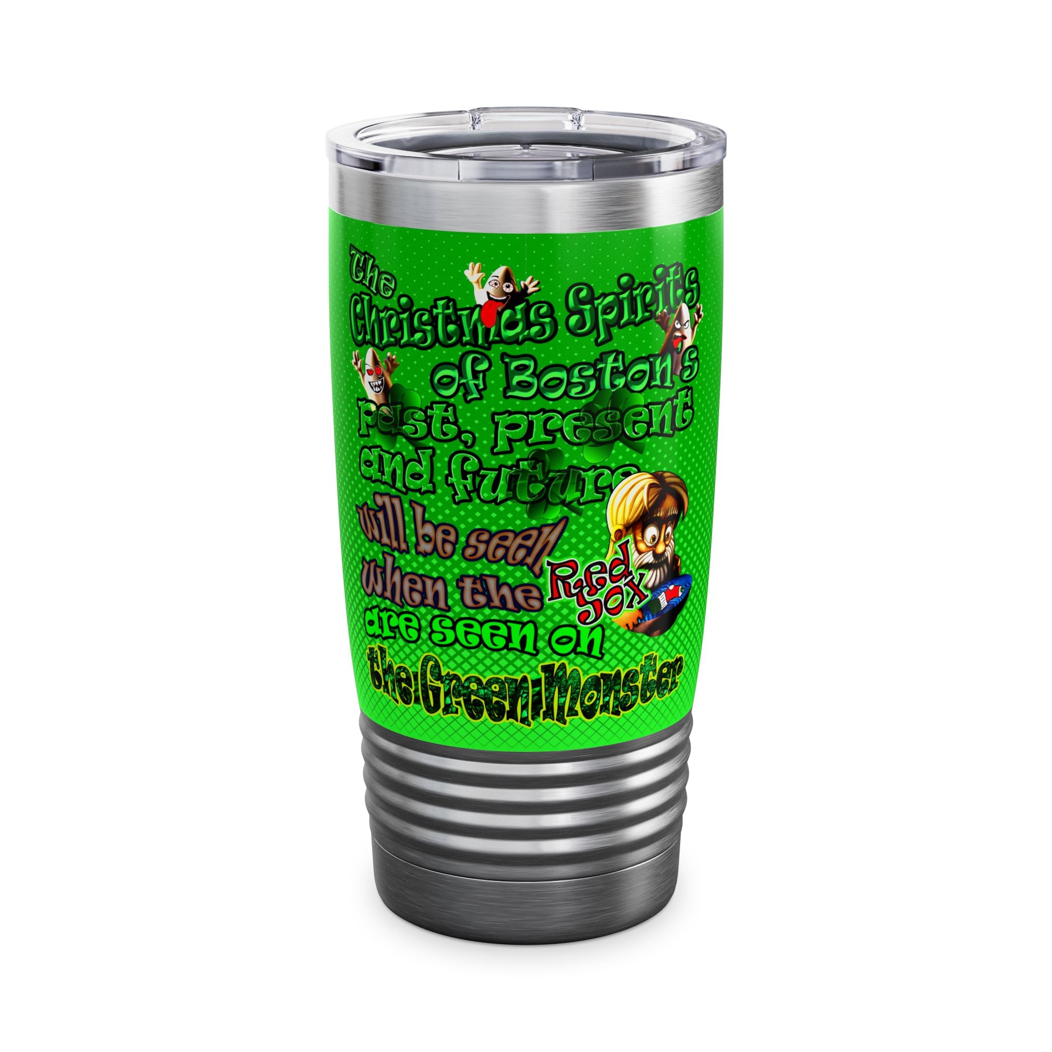 christmas spirits of boston - Ringneck Tumbler, 20oz (logo green)