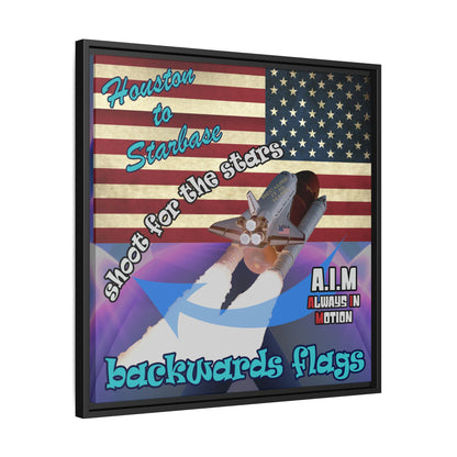 shoot for the stars - framed canvas art (grey-pink wave)