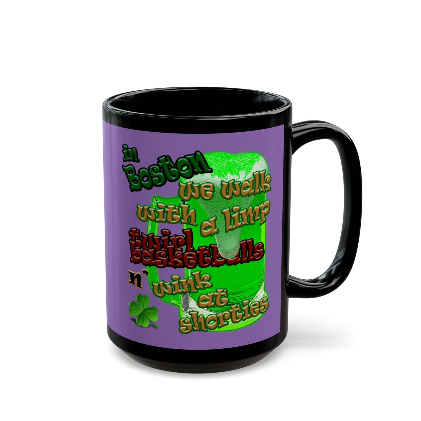celtics logo - Black Mug (light purple)
