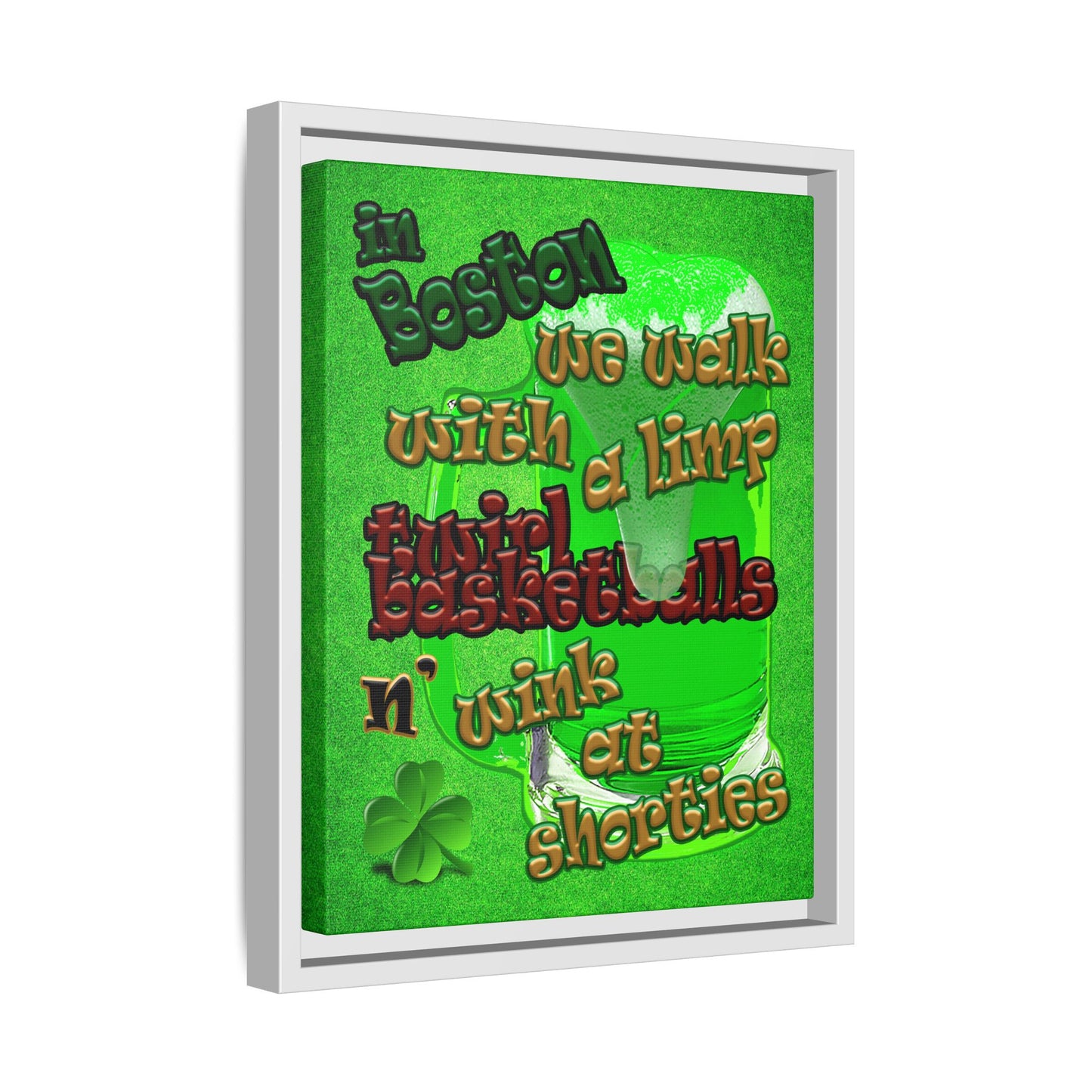 celtics logo - framed canvas art (green turf)
