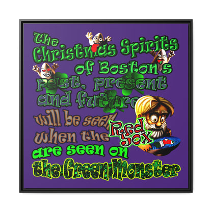 christmas spirits of boston - framed canvas art (purple)