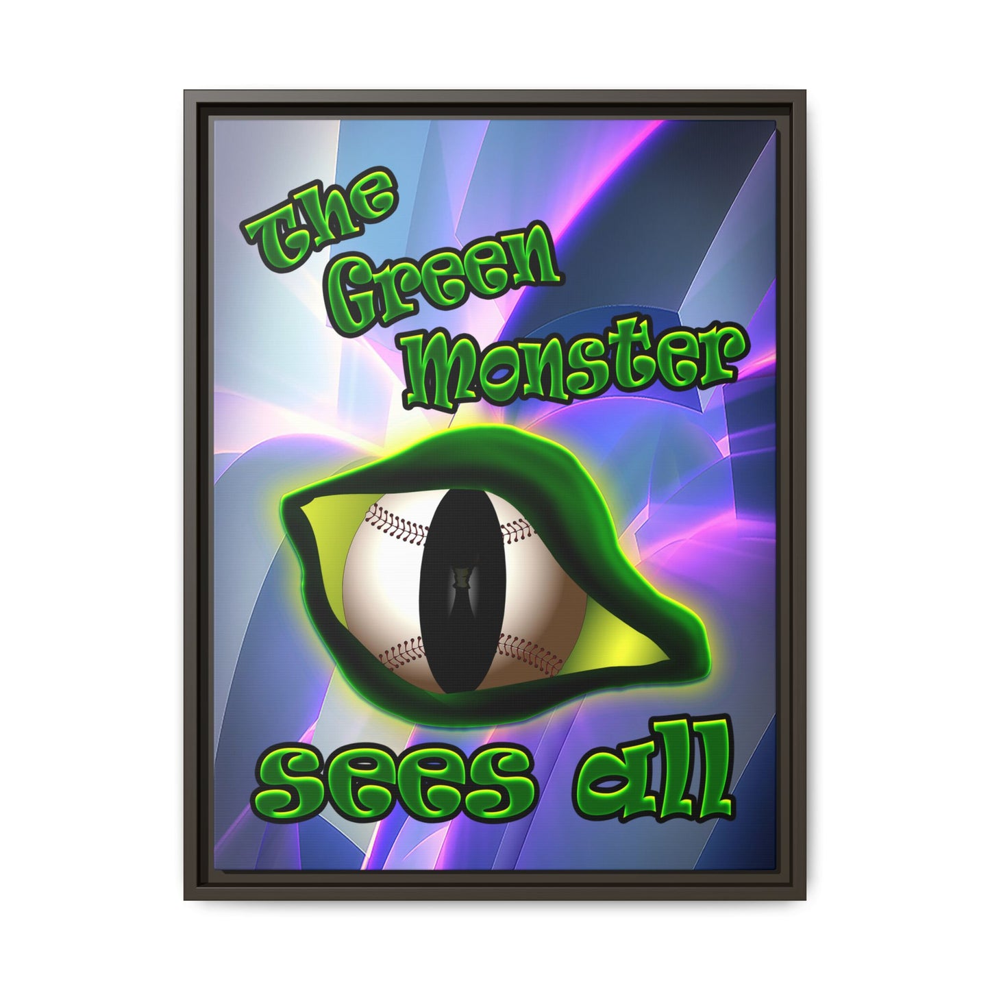 green monster - framed canvas art (grey-pink wave)