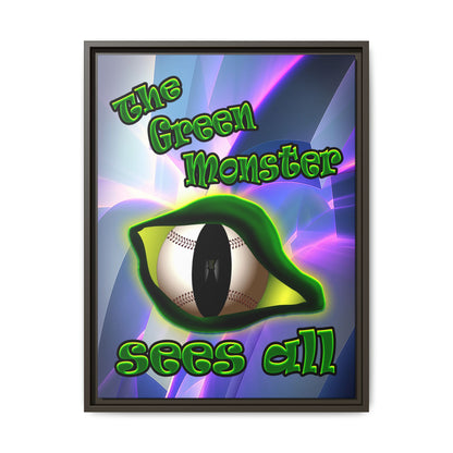 green monster - framed canvas art (grey-pink wave)
