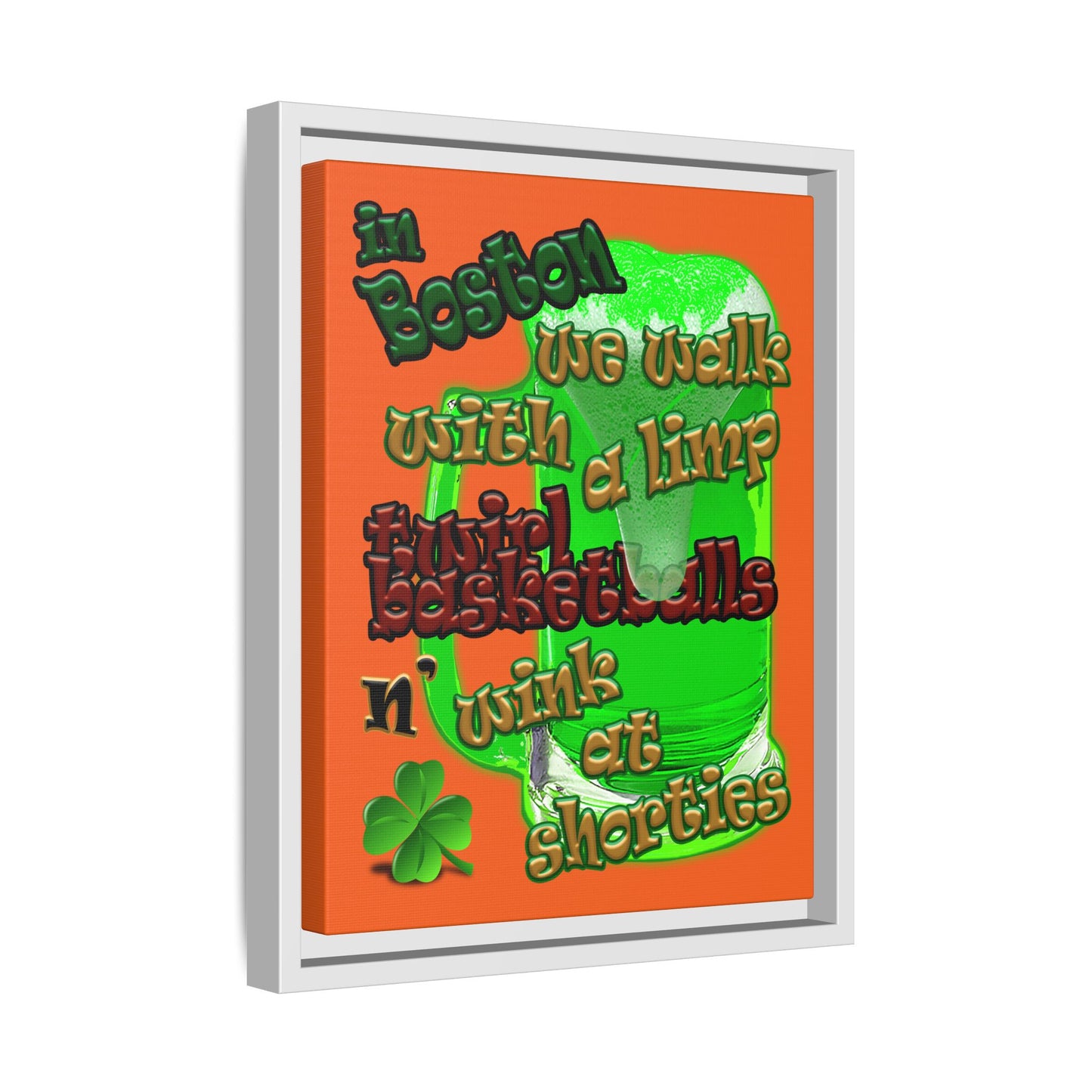celtics logo - framed canvas art (orange)