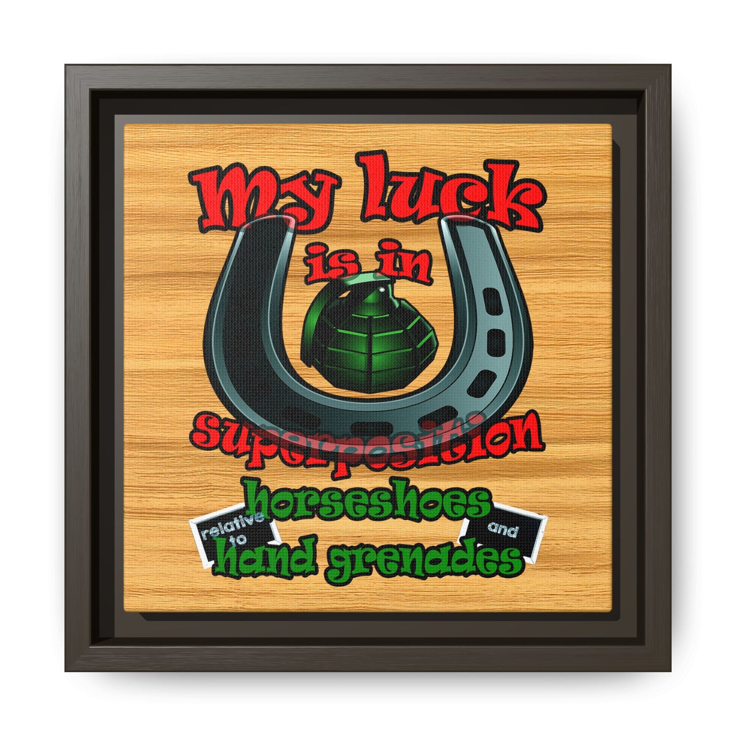 my luck - framed canvas art (butterscotch wood finish)
