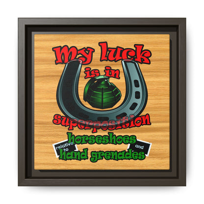 my luck - framed canvas art (butterscotch wood finish)
