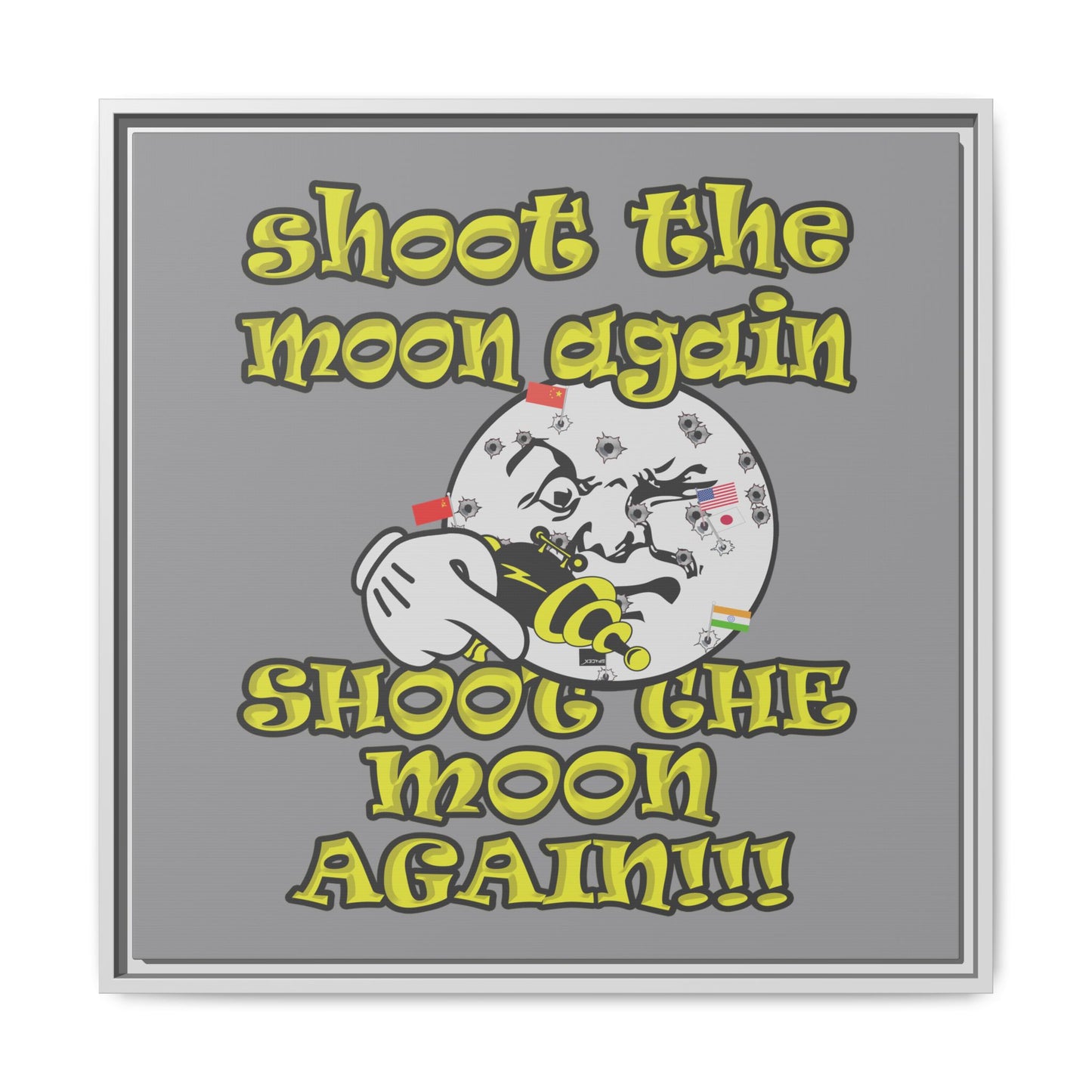 shoot the moon again - framed canvas art (grey)