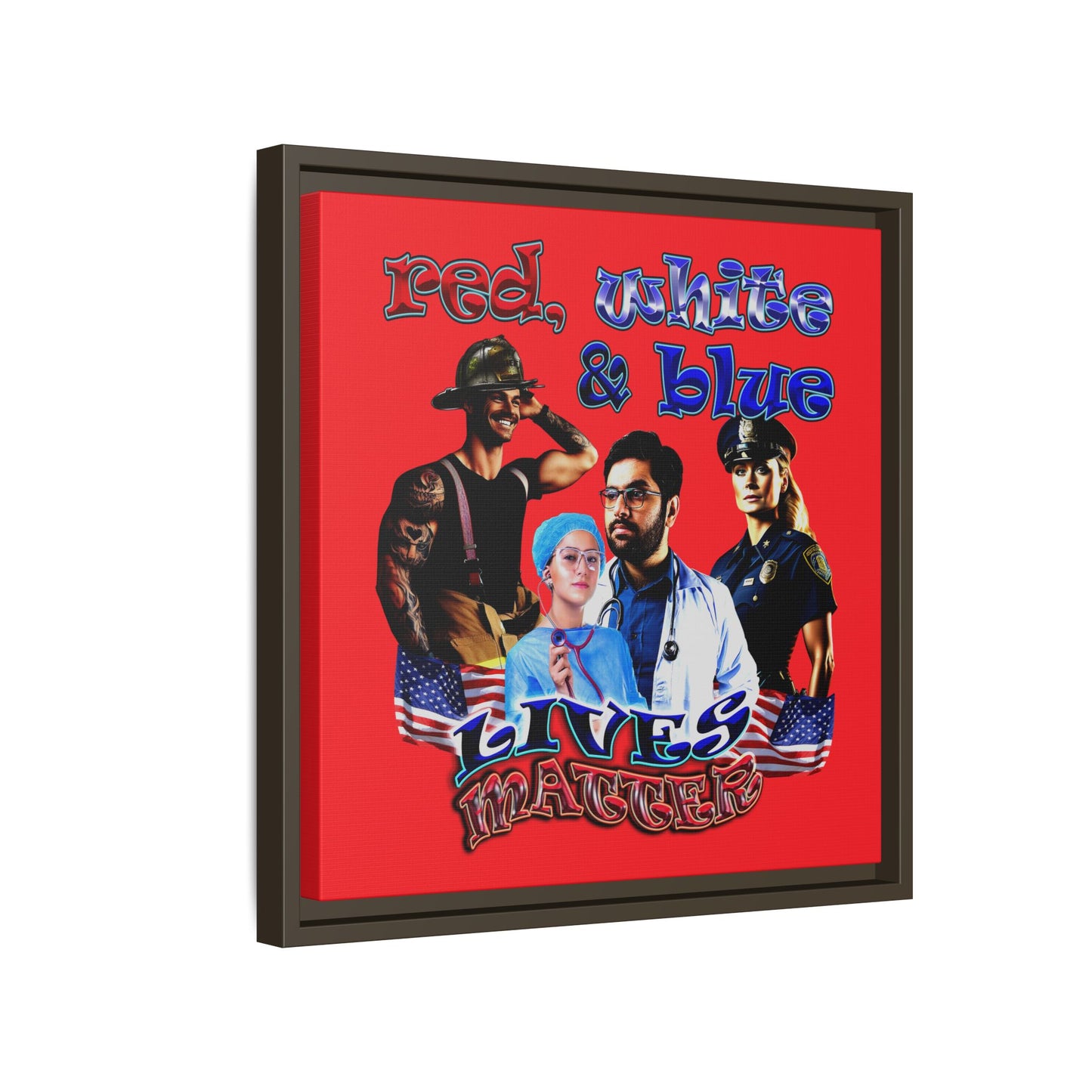 rw&b lives matter - framed canvas art (red)
