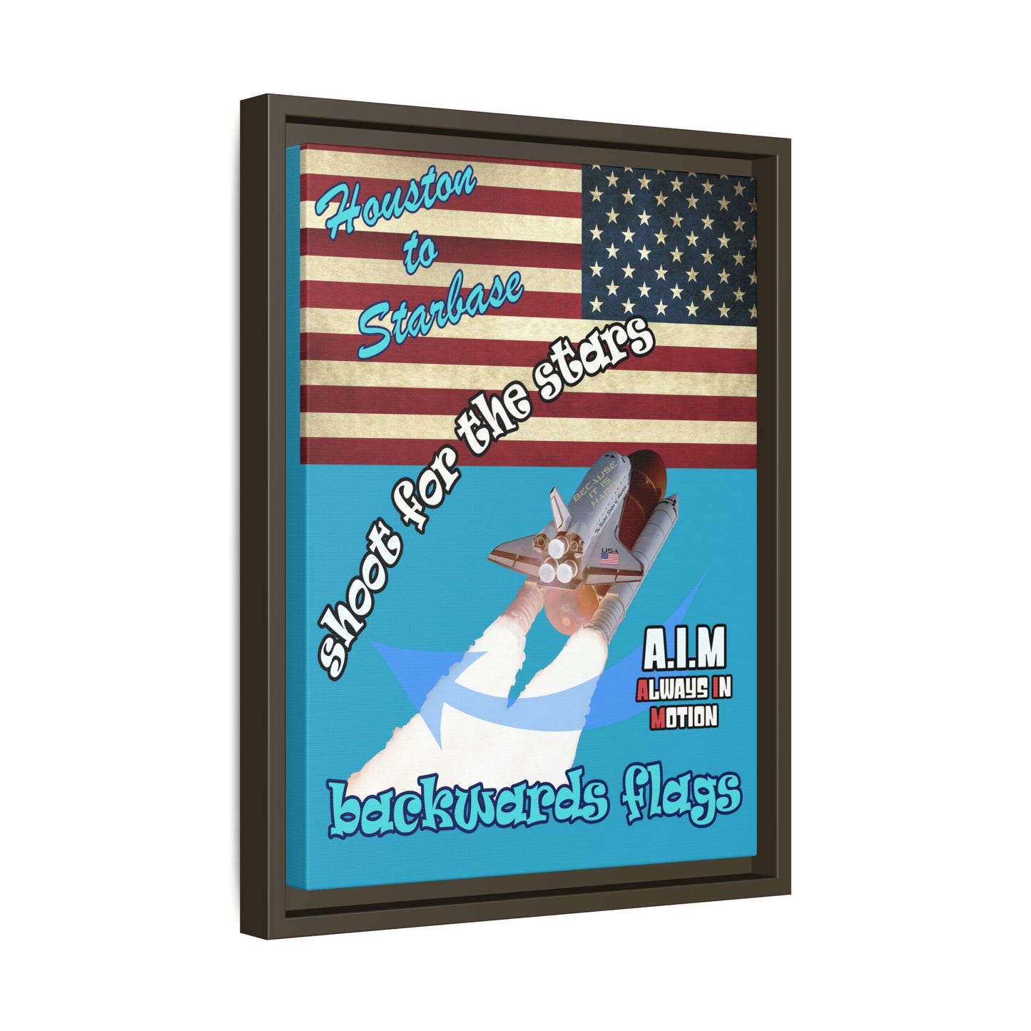 shoot for the stars - framed canvas art (turquoise)