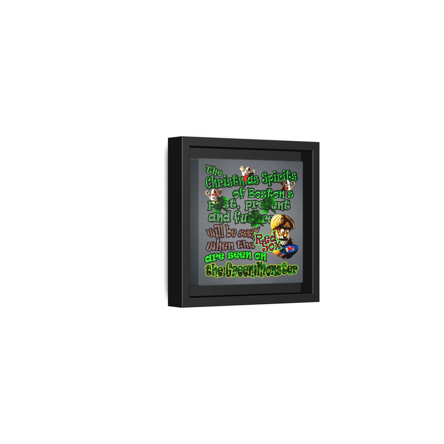 christmas spirits of boston - framed canvas art (grey-light grey)