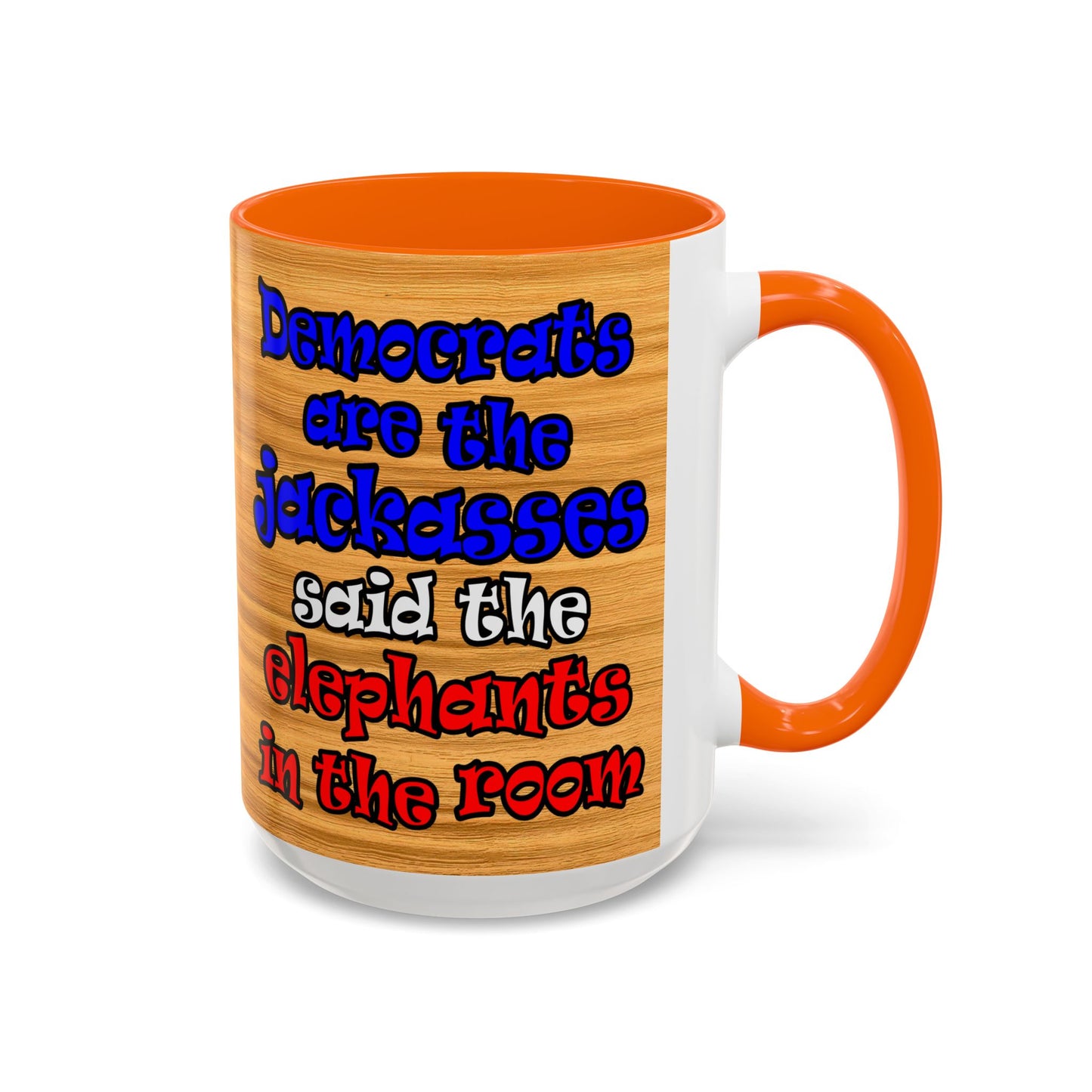 donkeys and elephants - Accent Mug (butterscotch wood finish)