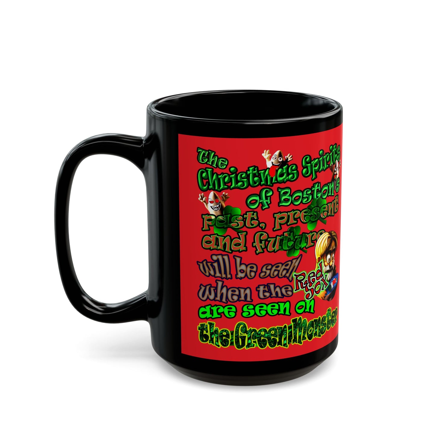 christmas spirits of boston - Black Mug (red)