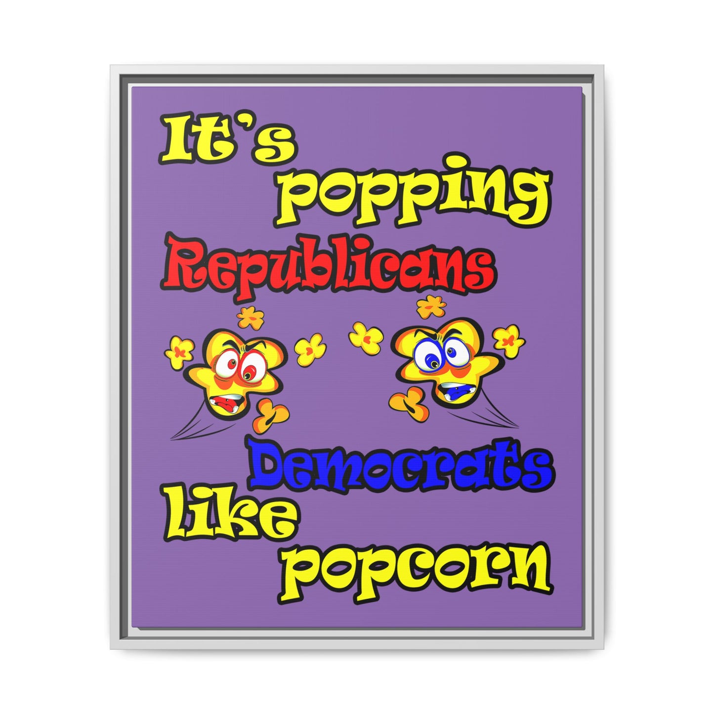 popping like popcorn - framed canvas art (light purple)
