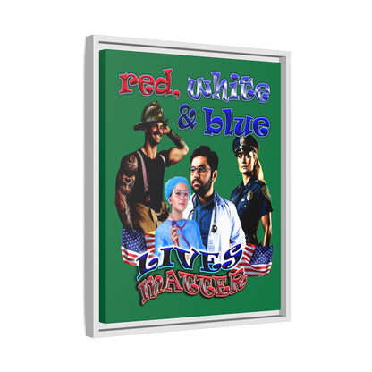 rw&b lives matter - framed canvas art (dark green)
