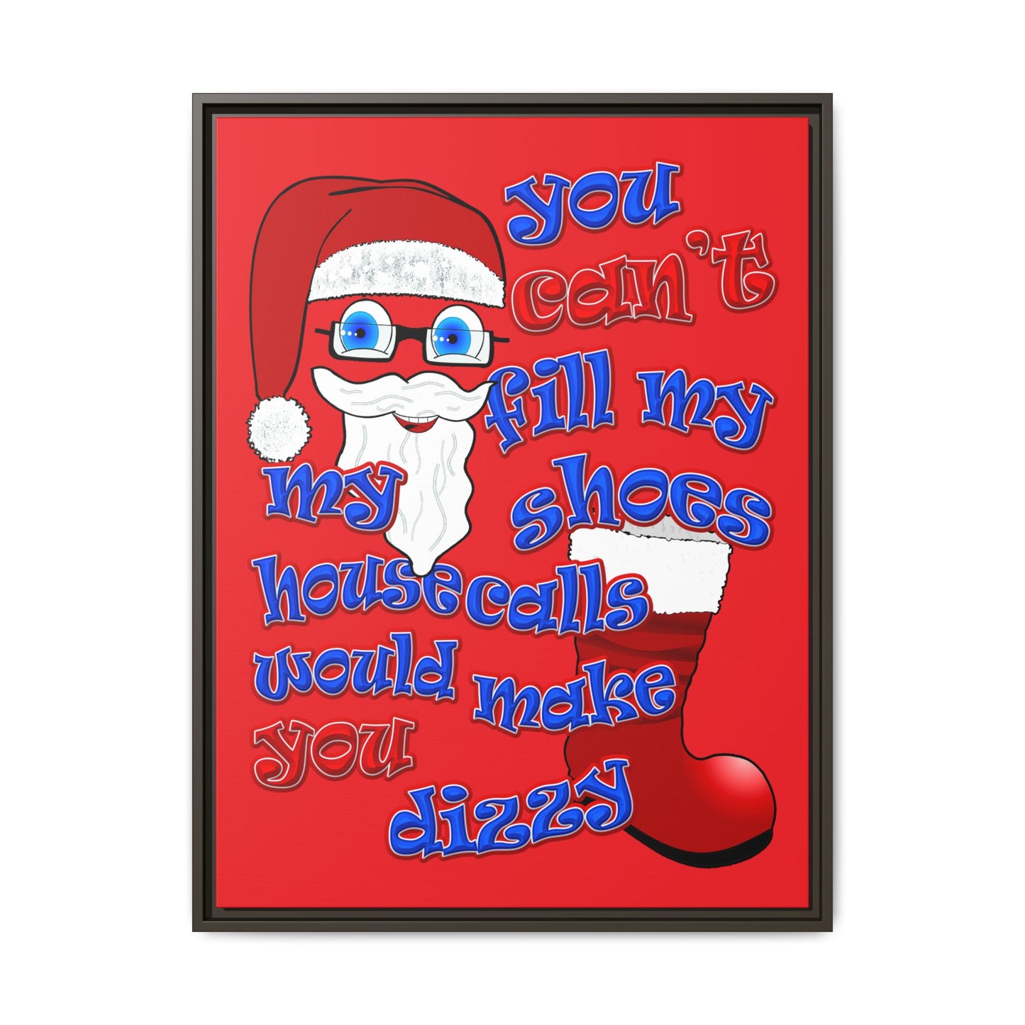 santa's shoes - framed canvas art (red)