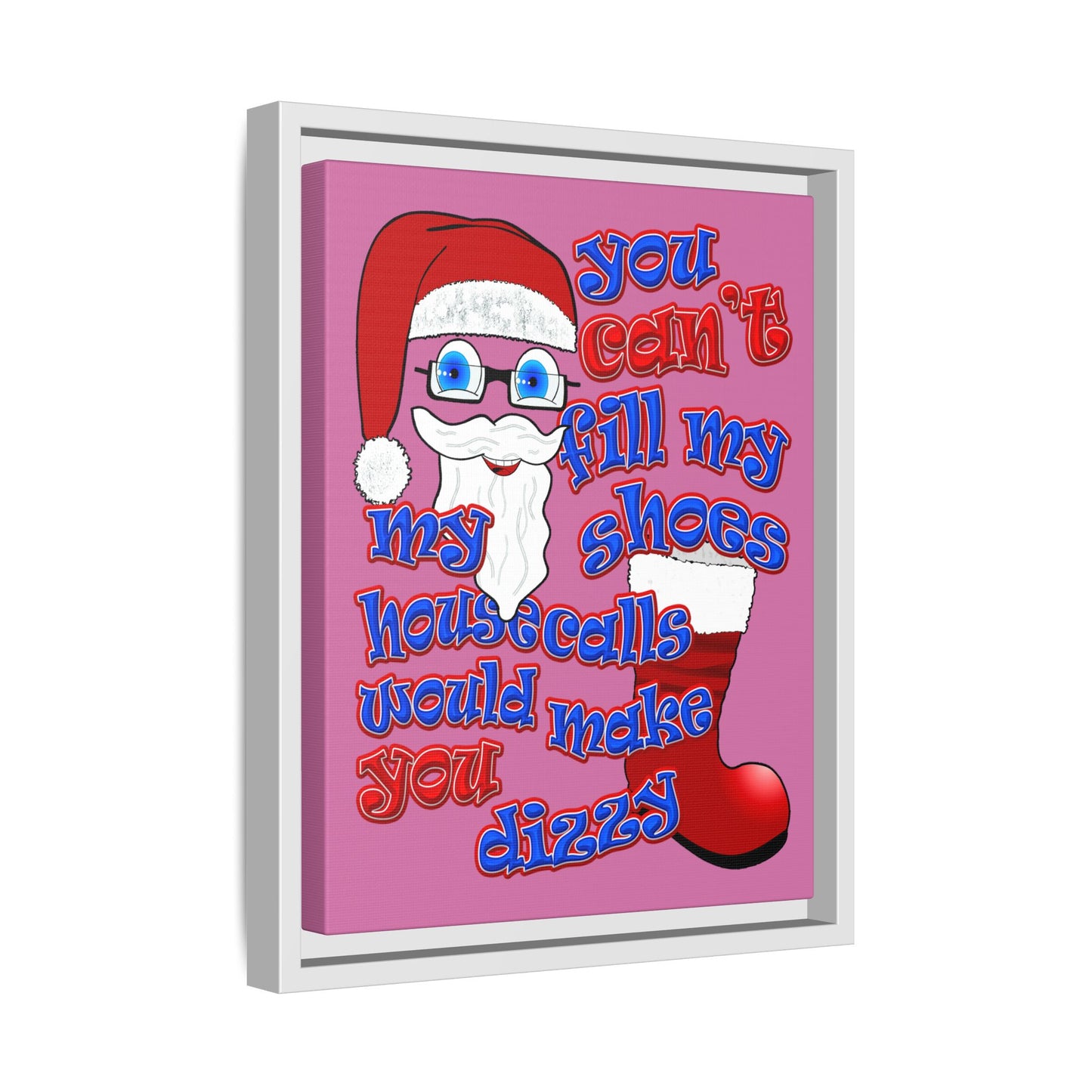 santa's shoes - framed canvas art (light pink)