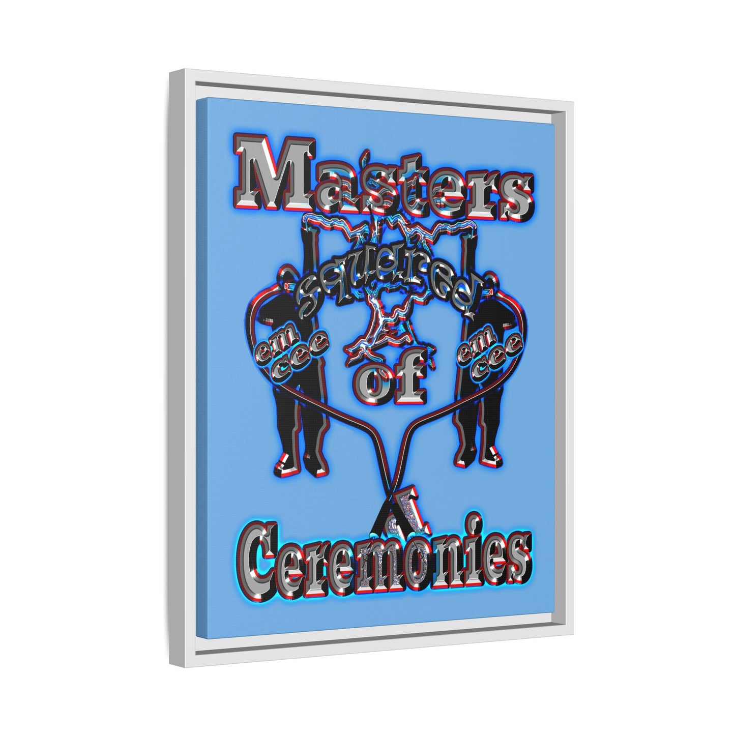 em cee squared - framed canvas art (light blue)