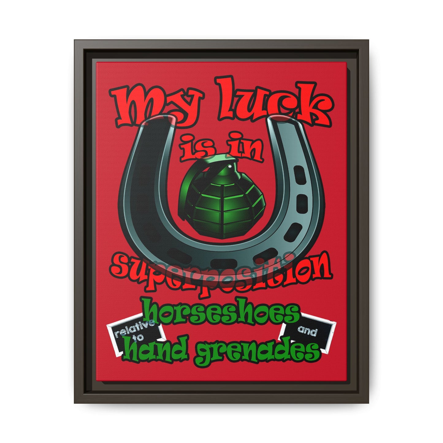 my luck - framed canvas art (dark red)
