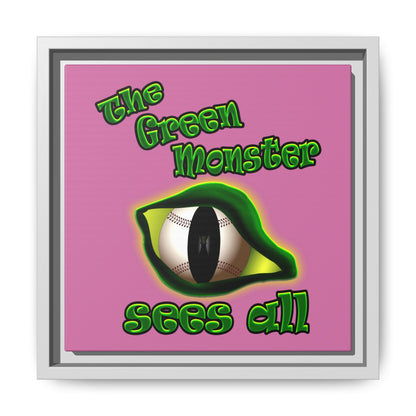 green monster - framed canvas art (light pink)