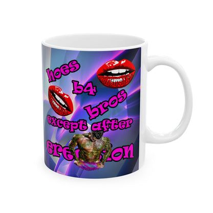 hoes b4 bros - White Mug (grey-pink wave)