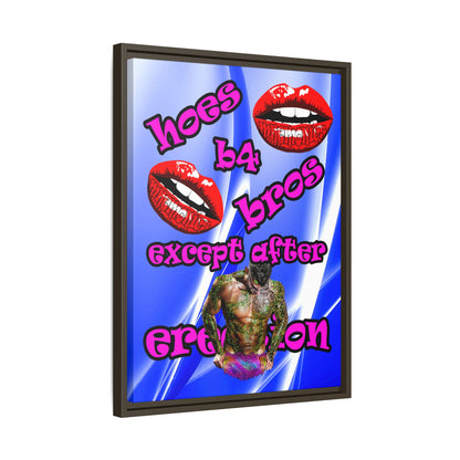 hoes b4 bros - framed canvas art (blue-white wave)