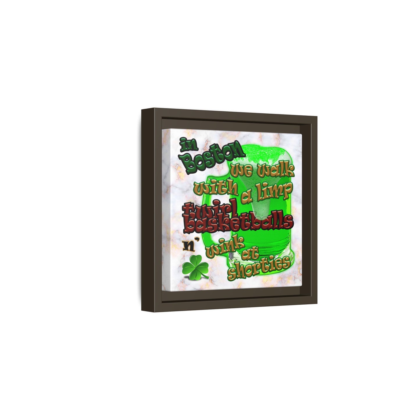 celtics logo - framed canvas art (white marble)