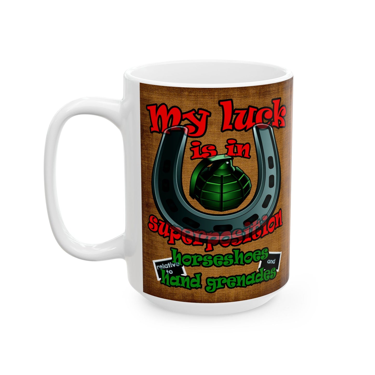 my luck - White Mug (brown papyrus)