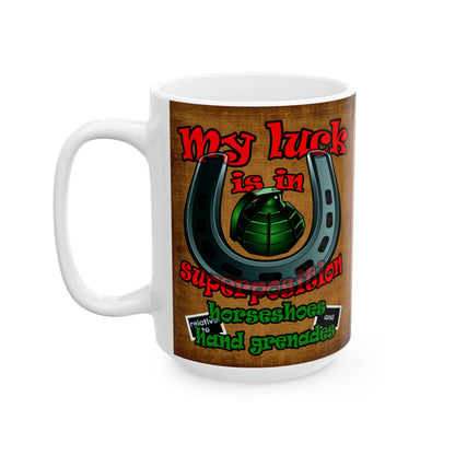 my luck - White Mug (brown papyrus)