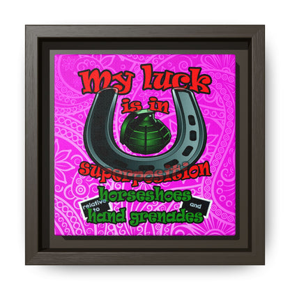 my luck - framed canvas art (pink swirl)