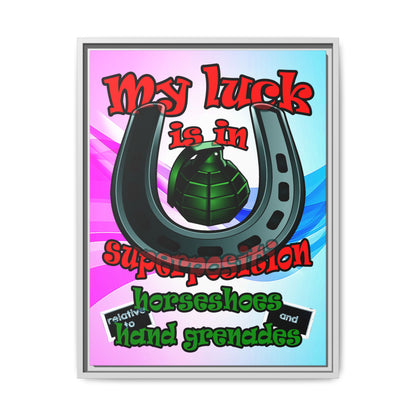 my luck - framed canvas art (light blue-pink wave)