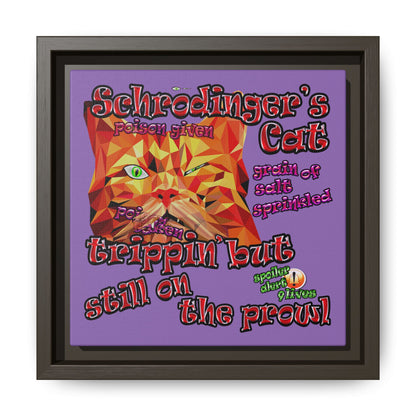 schrodinger's cat - framed canvas art (light purple)