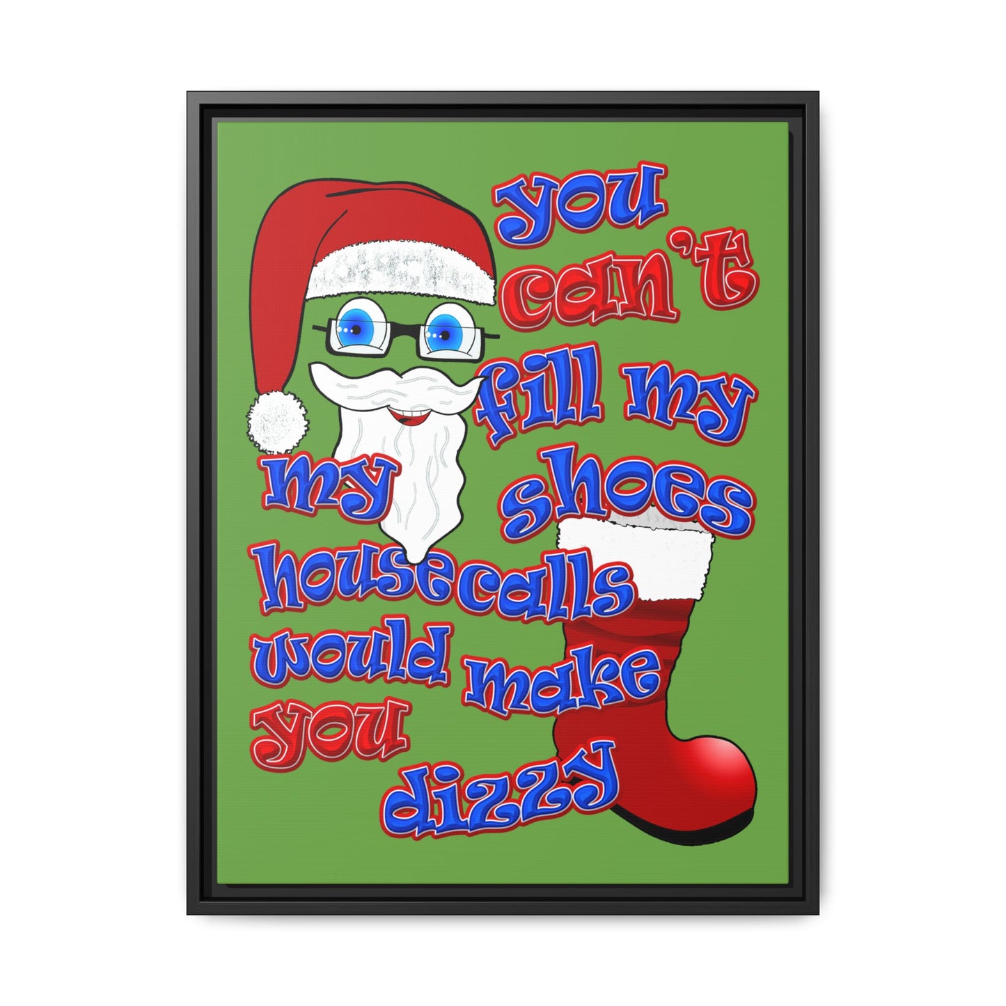 santa's shoes - framed canvas art (green)