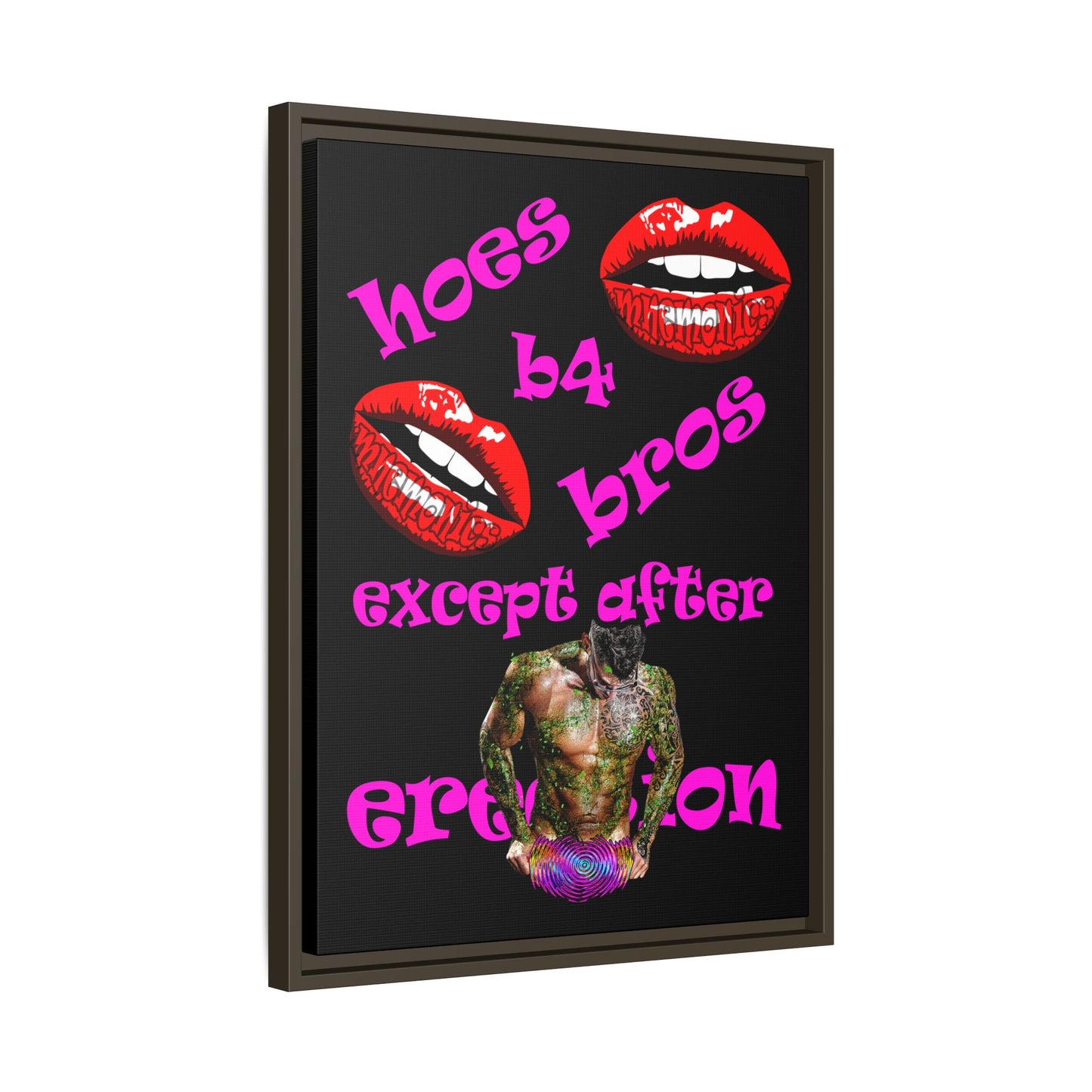 hoes b4 bros - framed canvas art (black)