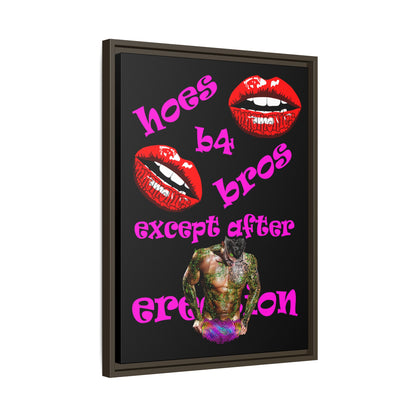 hoes b4 bros - framed canvas art (black)