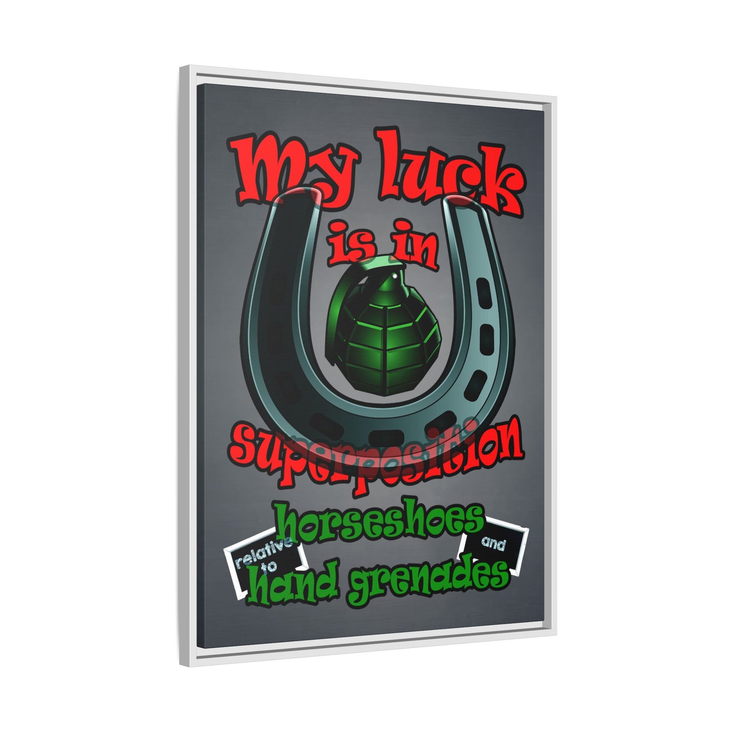 my luck - framed canvas art (grey-light grey)