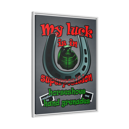 my luck - framed canvas art (grey-light grey)