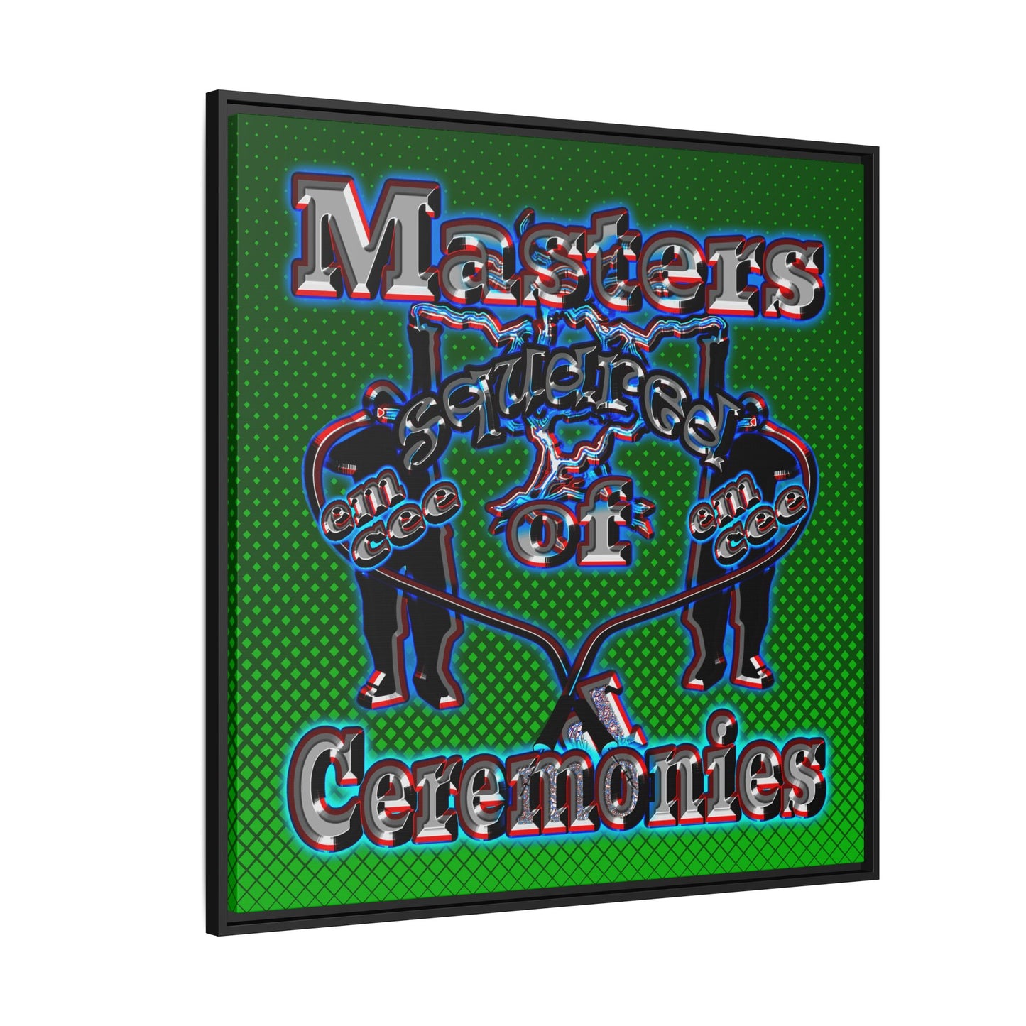 em cee squared - framed canvas art (logo green)