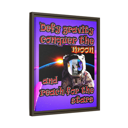 defy conquer reach - framed canvas art (purple-pink wave)